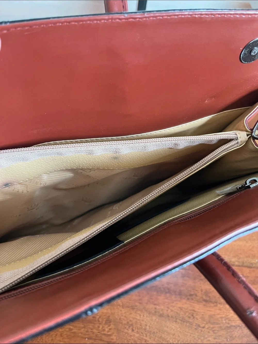 Daniela Moda Italian Black Leather Tote Bag Structured Work Laptop Briefcase